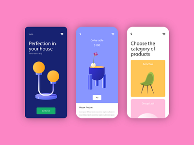 furniture Mobile App Concept app branding design flat icon illustration ui ux vector webdesign