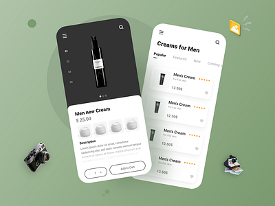 App Design Concept for Men Face Cream