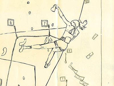 Brooklyn Boulders belay climbing illustration lead rock climbing sketchbook