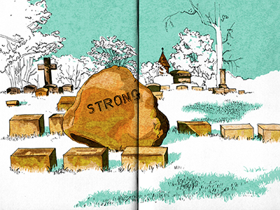 Strong cemetery cleveland illustration stone