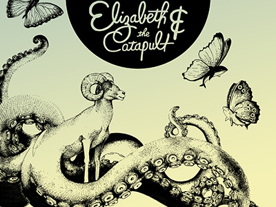 Elizabeth and the Catapult Gig poster botanical butterfly concert gig octopus poster ram shark