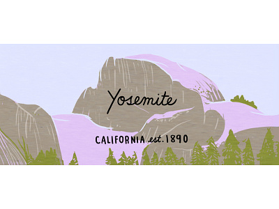 Yosemite california drawing half dome illustration national park nature yosemite