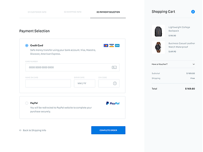 Payment Selection Page