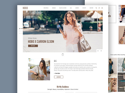 Hobo Bags Landing Page bag branding clean creative design. fashion lettering minimal redesign concept type typography ui ux web website