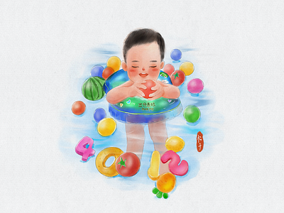 Swimming boy illustration