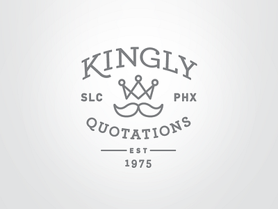Kingly Quotations II badge crown king line art lockup logo monogram mustache slab