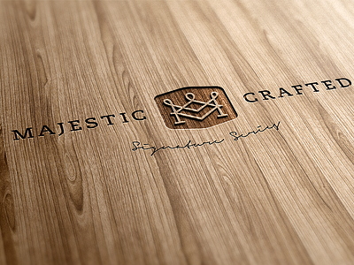 MAJESTIC Crafted badge crown engraving hand writing laser logo wood