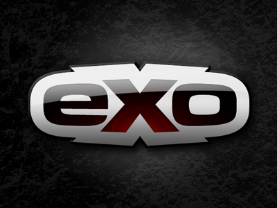 Exo Logo badge glass glassy glow identity logo mark shiny sport sports texture
