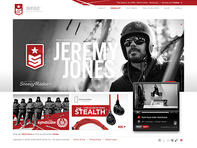 SIEGE® badge black branding gray identity military red web website