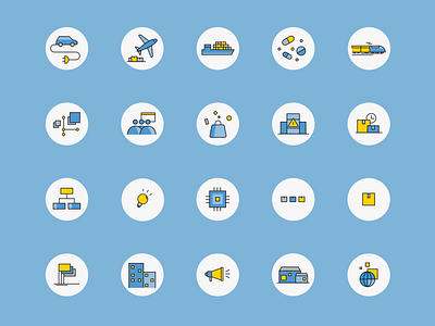 Event icons 2/3 app blue colors design icons icons set illustration logistics mobile mobility sweet ui vector yellow