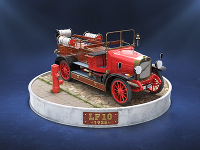 Fire Truck LF10 Magirus 3d c4d cinema4d modeling redshift