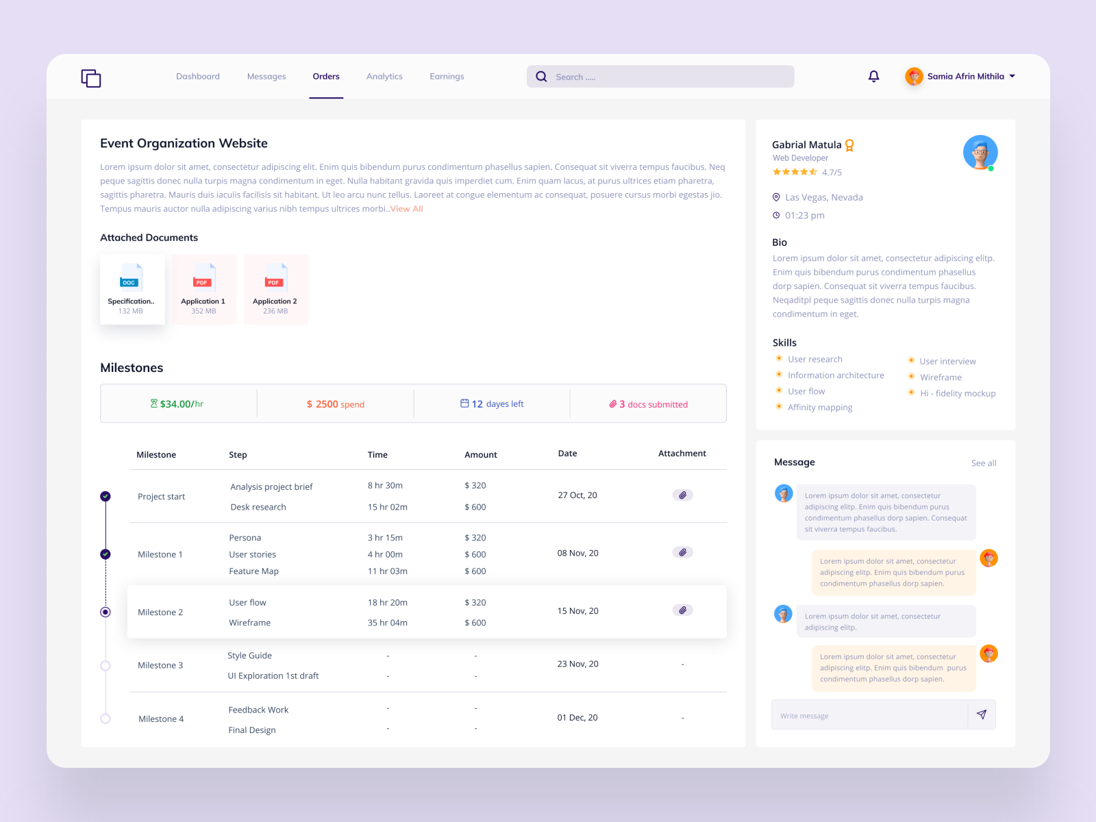 Client portal_project detail by Samia Mithila on Dribbble