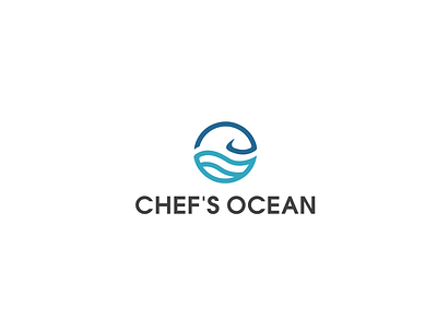 Chef's Ocean abstract chef fish logo modern ocean sea simple