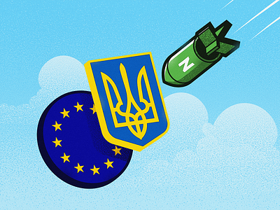 Ukraine bomb europe flag illustration protect protection rocket russian shield sky ukraine