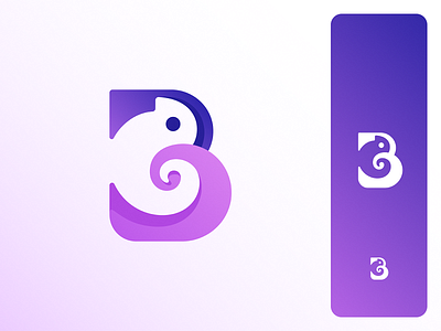Chameleon animal brand branding chameleon design digital geometry gradient identity logo logo design logodesign logotype mark mascot monogram playful purple symbol unique