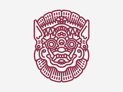 Topeng Bali bali culture demon god icon line mask pictogram vector