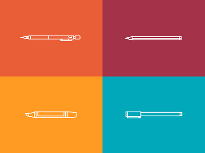 Tools of the trade color designer icon line marker pen pencil pictogram tool vector