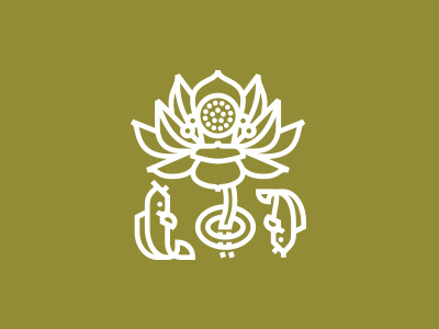 Pond asia icon koi line lotus modular pictogram pond