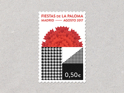 Madrid festivities stamp black and white city conmemorative flower graphic icon illustration pattern red stamp stamp design vector