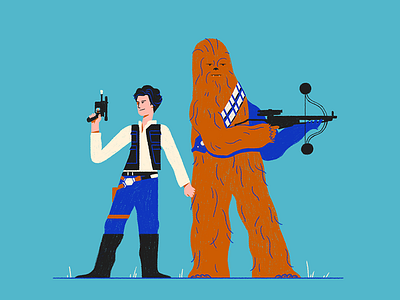 BFF chewbacca color fanart flat han solo illustrated illustration limited millenium falcon palette sci fi sci fi star starwars texture wars