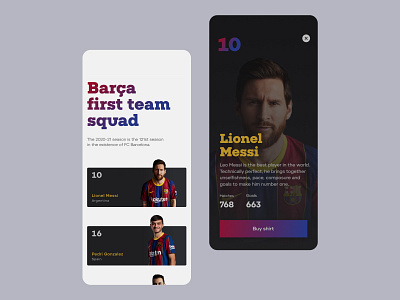FC Barcelona App Concept app application barcelona design football football app messi mobile mobile app mobile ui soccer soccer app ui ui design uiux user interface