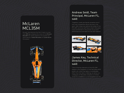 Formula 1 App Concept / UI experiment app application car concept design digital f1 formula1 mclaren mobile mobile app mobile design mobile ui ui uidesign uiux