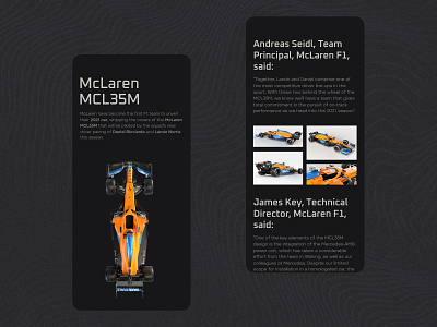 Formula 1 App Concept / UI experiment app application car concept design digital f1 formula1 mclaren mobile mobile app mobile design mobile ui ui uidesign uiux