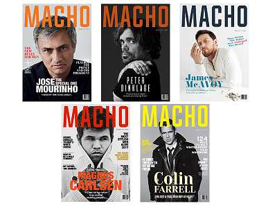 "MACHO" Magazine carlsen dinklage farrell journal logo macho magazine mcavoy mourinho