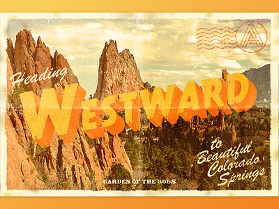 Westward adventure colorado colorado springs garden of the gods lettering mail mountains nature post card postcard travel typography west westward