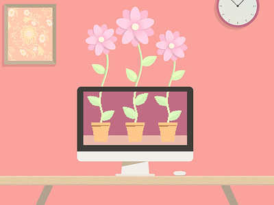 Pixels to Petals computer desk dribbble weekly warm up flower pot flowers garden mac pink pixel art pixels