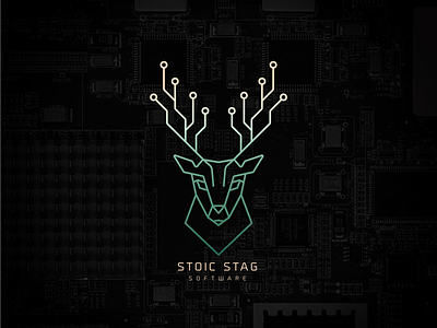 Stoic Stag Software black brand branding buck code coding computers deer green logo software stag