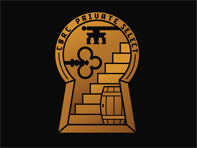 CBRC Private Select Logo barrel black bourbon club gold key keyhole secret secret society stairs whiskey