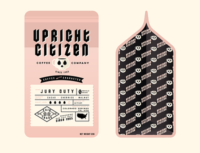 Upright Citizen Coffee Co. black branding branding and identity coffee coffee shop logo packaging pink skull skulls