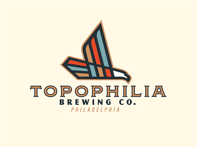 Topophilia Brewing Co. beer brewery eagle logo patriotic philly red white and blue usa