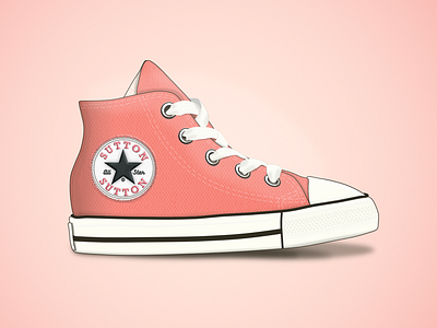 Sutton All-Star all star art chuck taylor chucks coral pink shoe sneaker vector