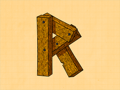 R 36days r 36daysoftype 36daysoftype r 36daysoftype06 affinity designer alphabet art blueprints brown letters nail r series typography wood yellow