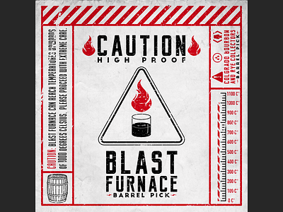 Blast Furnace affinity designer alcohol barrel black bourbon careful caution colorado colorado springs design illustration label red rye sticker vector warning whiskey