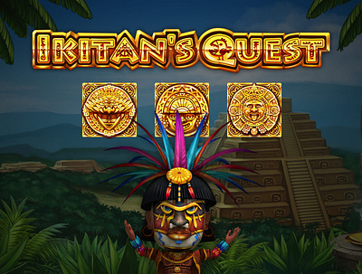 Ikitan’s Quest character chest gambling game art golden hieroglyphs idols jungle masks maya palms prize pyramid quest riddles ruins sanctuary sand slot design slot machine