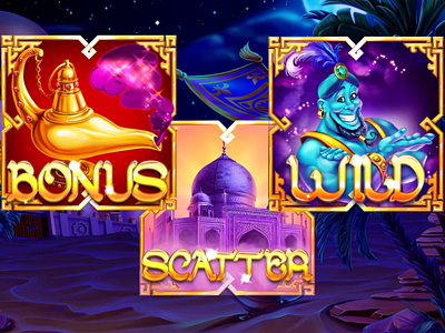 Aladdin aladdin amphora animation carpet plane dagger digital art gambling game art game design gems gin horse jasmin jewels lamp pouch princess slot design slot machine