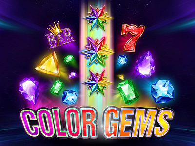 Color Gems amber animation bar classic diamond digital art emerald gambling game art game design garnet gems jewerly precious stone precious stones ruby seven sevens slot design slot machine