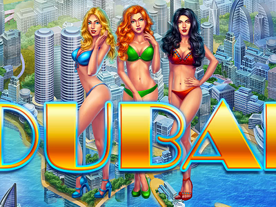 Dubai animation character coins digital art dubai gambling game art game design girls graphic design hot luxury sexy girl skyscraper slot design slot machine win