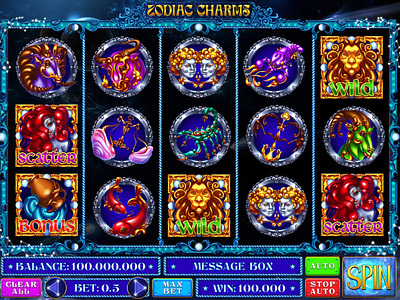 The slot game reel for Zodiac themed online slot machine