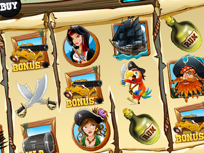 Slot machine - "Blackbeard's booty" background digital art gambling game art game design graphic design interface slot design slot machine symbols vector art