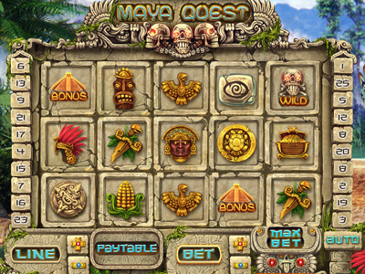 Slot machine - "Maya quest" 3d graphic ancient digital art gambling game art game design interface mayan slot design slot machine
