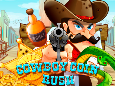 Cowboy Coin Rush snake sheriff sack rush mountains horse gun gold girl dynamite cowboy coin cactuses bullet buildings bottles boots beer bandits badge
