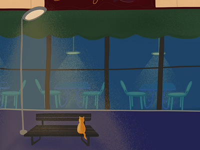 The cat cat design europe illustration night restaurant