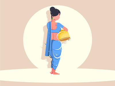 Indian Lady brown character character design characterdesign colour design flat graphic human illustration india indian indian lady indian village lady shapes simple traditional village women