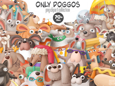 dogs bundle png animals cartoon character clipart creative market design dog dogs doodle illustration nursery png puppy