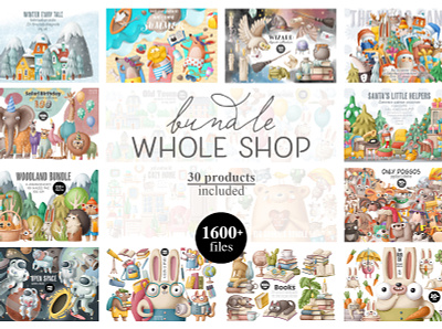 Whole shop bundle animals bundle cartoon character commercial doodle drawing graphic illustration illustration art illustration design illustration digital nursery