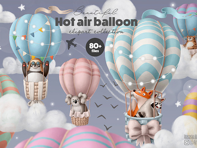 Hot air balloon clipart collection